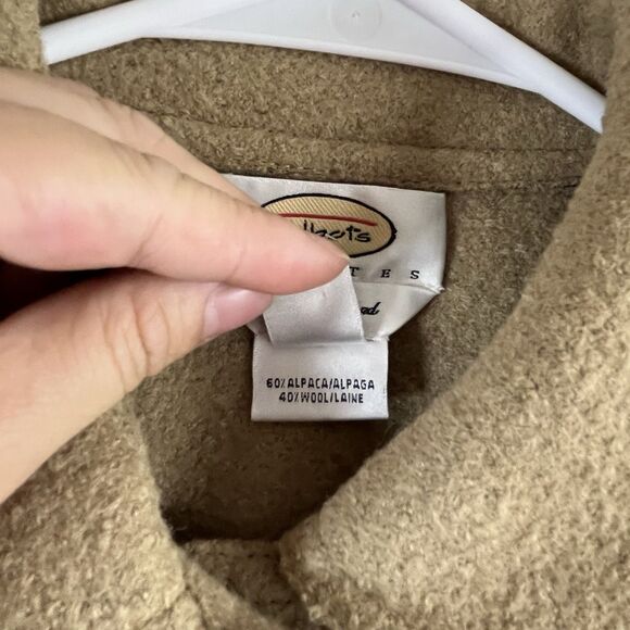 Talbots Jacket Women Petite S Fit M Alpaca Wool Button Beige Pocket Coat Cruise - Picture 6 of 10